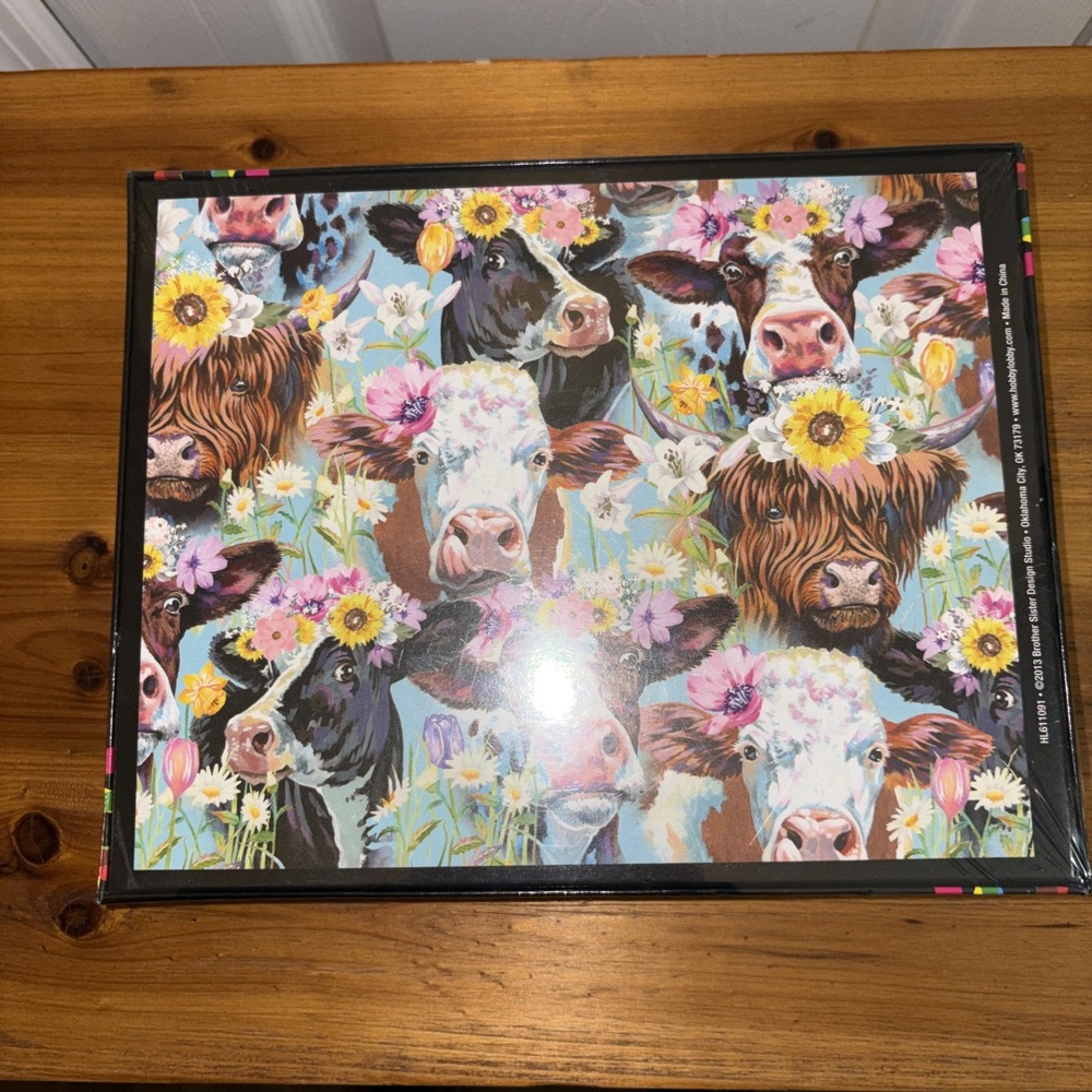 Brother Sister Design Studio Cows And Flowers Jigsaw Puzzle 1000 Pieces NIB